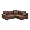 Riess Ambiente Ecksofa Kent 220cm braun Federkern inkl. Hocker und Kissen Sofa Couch Ottomane beidseitig aufbaubar