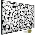 Papermoon Infrarotheizung INFRAROT-BILD-HEIZUNG, Herzen Schwarz & Weiß, TÜV-Rheinland/GS zertifiziert, angenehme Strahlungswärme 120 cm x 60 cm x 3 cm
