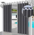 Ferocity Outdoor Vorhang Schlaufengardine 220 x 155 cm Gartenlauben Balkon-Vorhänge Gardinen Verdunkelungsvorhänge mit Schlaufen, Vorhang Wasserdicht für Pavillon Strandhaus (1 Panel) Graphit [129]