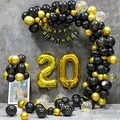 20 Geburtstag Deko, 20 Geburtstag Mann Frauen, 20 Jahre Geburtstagdeko, Happy Birthday Girlande Ballon Schwarz Gold Dekoration, Deko 20 Geburtstag Konfetti Luftballons Birthday Party…