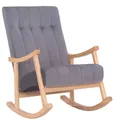 TPFLiving Schaukelstuhl Sarti mit hochwertig gepolsterter Sitzfläche (Schwingstuhl - Relaxstuhl - Relaxsessel - Lehnstuhl), Gestell: Kautschukholz Natura - Sitzfläche: Samt natura/grau