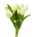 mucplants künstliche Tulpen Tulpenbündel mit 4 Tulpen und 3 Tulpenknospen real Touch (Creme-weiß)