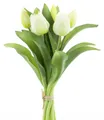 Kunsttulpe mit 4 Tulpen und 3 Tulpenknospen ca. 32cm künstliche Tulpen Tulpenbündel, mucPlants, real Touch