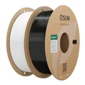 eSUN PLA Filament 1.75mm, PLA Basic 3D Drucker Filament Maßgenauigkeit +/- 0.03mm, 1KG pro Spule, 2 Spulen 3D Druck 3D Filament, Kaltes Weiß+Schwarz