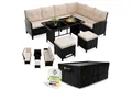 Juskys Gartenlounge-Set Manacor, (Gartenlounge), Polyrattan Gartenmöbel-Set mit Sofa, Tisch und Hocker inkl. Abdeckung