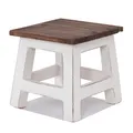 DESIGN DELIGHTS RUSTIKALER Vintage FUSSHOCKER PALO | 27,5x26x26cm (HxBxT), Mahagoni Recyclinholz | Holzhocker, Sitzhocker, Beistelltisch, Blumenhocker | Farbe: 06 weiß-Landhaus