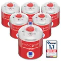 EVOCAMP 6x Propan Butan Gaskartuschen 450g einsetzbar für Weber Grills Q100/1000-Serien, Schraubkartusche Eurogewinde 7/16", Ventilkartusche 809ml mit Sicherheits-Verschlussautomatik