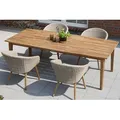 Ploß Borneo Garten-Essgruppe, beige-meliert, Polyrattan/Akazie, Tisch 180 x 90 cm, 4 Cocktail-Sessel, FSC®-zertifiziertes Produkt