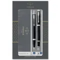 Parker IM Duo-Geschenkset mit Kugelschreiber und Füller | Hochglänzend Schwarz mit Chromzierteilen | Nachfüllmine und -patrone mit blauer Tinte | Geschenkbox