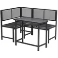 Merxx Gartenmöbel Eckbank Set Elos, 1 Eckbank, 1 Klappentisch 90 x 50 cm - Aluminium - Grau