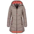 SUBLEVEL Steppjacke Damen Mantel mit Kapuze lange Winter Jacke Parka Stehkragen, Kapuze, flauschig, kuschelig, warm, Outdoor, Mantel braun M - 38