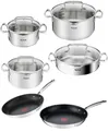 TEFAL DUETTO+ TOPFSET 10-TEILIG, TÖPFE MIT GLASDECKELN + PFANNEN, PFANNENSET NEU