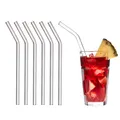 TFA Dostmann GlasWerk Curved Glas Trinkhalm, 14.2018.06, 6er Pack, spülmaschinengeeignet, für Cocktails, Eistee, Limonaden, Eiskaffee, Weiß, L130 x B23 x H245 mm