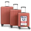 Wertes Koffer Set 3 teilig - TSA Schloss Kofferset platzsparend mit Doppelrollen, Reisekoffer, Trolleys, Reisekoffer mit Rollen