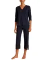 CALIDA Elegant Dreams 7/8-Pyjama Damen, luftiger Schnitt, mit Spitzendetails, fließend und anschmiegsam Dark Lapis Blue 36-38