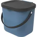 Rotho Mülltrennsystem 6L Albula - Biomülleimer 23,5 x 20,0 x 20,8 cm - Mülleimer mit Deckel - Abfalleimer aus Kunststoff - Müllbehälter mit Griff - Blau