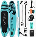 Aukai® Stand Up Paddle Board 320cm "Ocean" 2in1 mit Kajak Sitz SUP Surfboard aufblasbar + Paddel Surfbrett Paddling Paddelboard - türkis