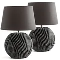 2er Set BRUBAKER Nachttischleuchten Nachttischlampen Tischlampen Grau 38 cm