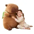 nerd hunters Capybara Plüschtier XXL 100 cm – Großes Weiches Kapibara Kuscheltier 3-in-1 Kissen & Deko – Riesen Stofftier zum Kuscheln für Kinder & Erwachsene (Capybara mit Schildkröte)