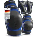 SKATEWIZ Protektoren-Set SMASH Knieschoner Kinder Inliner Schoner Erwachsene Protektoren Set (Schonerset Inliner skates Mädchen Schützer, 6-tlg., Inliner Schoner mit Knie-, Ellenbogen- und Handgelenkschützer), Schützer Inline Skates Kinder Schlittschuhe Schoner blau|schwarz L/XL - Erwachsene