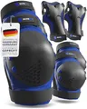 SKATEWIZ Schützer Inliner Erwachsene - Protektoren - Inliner Schoner Erwachsene - Knieschützer - Schützer Skate - Knie und Ellenbogenschützer Damen Herren - Smash Größe L/XL Blau Schwarz