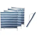 Windschutz Sichtschutz Sonnenschutz blau weiß gestreift 6m*1,2m, 7 Stahlstangen für Strand Camping Garten Balkon - Blau/Weiß