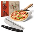 Pizzaschieber 30 x 36 cm und Pizzaschneider 36 cm  2er Set  Premium Pizza Se...