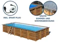 GRE Holzbecken rechteckig Modell Braga 815 x 420 x 146 cm, Komplettset + GRATIS Sommer- und Winterabdeckung