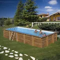 Holzpool Rechteckig Komplettset 815x420x146 cm Massivholz Pool inkl Sandfilter