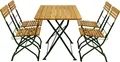 DEGAMO Biergartengarnitur Sitzgruppe Gartenset MÜNCHEN 5-teilig, Flachstahl grün + Holz Robinie