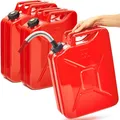 BW® Benzinkanister Metall 3x 20 Liter mit Schraubverschluss mit Ausgießer - Kraftstoffkanister Rot - RAL 3000 - TÜV-geprüft und UN-Zulassung - Made in Europe