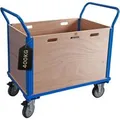 PROREGAL Profi Transportwagen Handwagen Materialwagen Plattformwagen Mit Abnehmbaren Holzwänden HxBxT 102x113x60cm Traglast 400kg Lichtblau