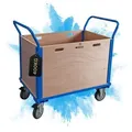 PROREGAL® Transportwagen Plattformwagen mit abnehmbaren Holzwänden 102x113x60cm Traglast 400kg, Transporthilfe Rollwagen robuster Stahlrahmen blau 113 cm x 102 cm