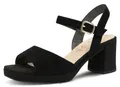 Tamaris Comfort Damen Sandalen mit Absatz aus Leder mit verstellbarem Riemen, Schwarz, 41 EU