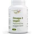 Vitaworld Omega-3 vegan | 120 Kapseln | 625 mg Algenöl und 250 mg DHA pro Kapsel | nachhaltige Mikroalgen | vegan