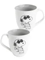 The Peanuts Snoopy Tasse Kaffeetasse Becher Kaffeebecher Grau Weiß 280 ml