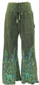 GURU SHOP Palazzohose, Boho Baumwollhose, Hippiehose mit Blüten, Schlaghose - Grün, Damen, Size:XL