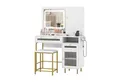 COSTWAY Schminktisch (1-St), mit LED & Ladestation, Hocker, Spiegel, Schrank