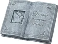 Stone and Style Engelfigur Frostfester Grabschmuck Buch "Du lebst in unserem Herzen"