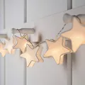 Lights4fun 10er Papier-Sternen-Lichterkette | warmweiße LEDs | batteriebetrieben | Innen Weihnachten Advent Christfest | Leuchtsterne Kinderzimmer Lichterkette Nachtlicht Kinderzimmer
