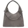 LES VISIONNAIRES Jade Cozy Chain Schultertasche Leder 38 cm  grau