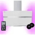 KKT KOLBE Dunstabzugshaube 80 cm 782 cbm/h Umluft Abluft Kopffrei Wandhaube Weiß Glas Smart WiFi App WLAN RGBW-LED-Beleuchtung HERMES8005WM - Weiß/Silber