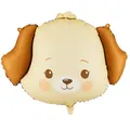 Folienballon Hund 63x48,5cm für Luft oder Helium - Tierballon Hundekopf - Luftballon für Kindergeburtstag Tierparty Welpenparty - Folienluftballon als Partydeko für Feste - Beige Braun