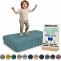 Pillows24 – Hüpfpolster für Kinder | Hüpfkissen 70x110x17 cm | Federn & Schaumstoff | Kindertrampolin für Zuhause | Hüpfmatte | abnehmbarem ... - Türkis
