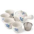goodwei Japanisches Kyusu Teeset - Seitengriffkanne (320 ml) mit Edelstahlsieb & 4 Teetassen (110 ml) – authentisches Geschenkset für Grünen Tee (Rindō)