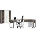 Mid.you Büro Office Edition - Büro Set 3, Weiß, Sonoma Eiche, Holzwerkstoff, 8,4 Fächer, 3 Schublade(n) Schubladen, Made in Germany, erweiterbar, in verschiedenen Holz-Dekoren erhältlich, Schreibtisch seitenverkehrt montierbar, abschließbar, Arbeitszimmer, Büromöbelsets & -serien, Büromöbel-Sets