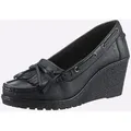 Pumps HEINE, Damen, Gr. 39, blau (marine), Leder, Rindsleder, Glattleder, modisch, Schuhe