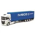 Bburago – LKW mit Anhänger IVECO S-Way 1:43, weiß-blaues Diecast-Fahrzeug, detailliertes statisches Modell mit Anhänger, offiziell von IVECO lizenziert, empfohlenes Alter 3+ Jahre
