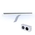 kalb | LED Aufsatz Spiegelleuchte Lancea 340mm tageslichtweiß, Set mit Schalter & Steckdose, silbergrau, 5000K, 470lm, 230VAC/12VDC, Plug & Play Beleuchtung für Spiegelschrank, Aufbauleuchte