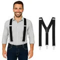 MASADA Herren Hosenträger mit robusten Karabiner Verschluss stufenlos verstellbar 3,5 cm breit und bis zu 195 cm Körpergröße - Schwarz